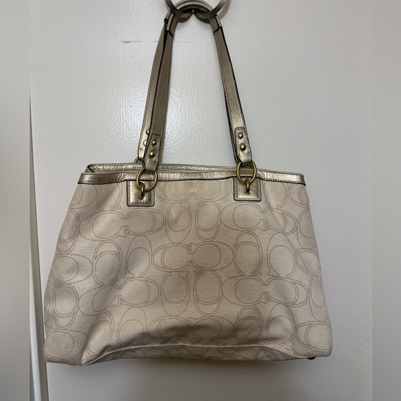 Coach Penelope Signature Cream/Gold Tote‎ Bag - Picture 3 of 10